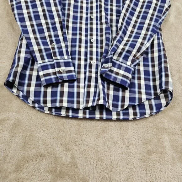 Paul and Shark Yachting Made In Italy Dress Shirt Mens Size 38 Long Sleeve Plaid - Picture 8 of 10
